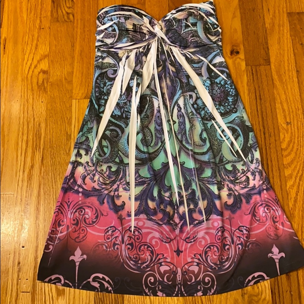 E-KLAH Tropical, print strapless dress